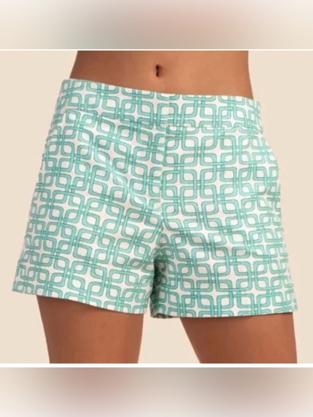 Trina Turk Women's Corbin 2 Shorts Turquoise Blue White Print Cotton Size 8